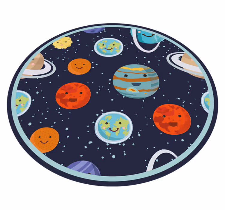 Vinyl Teppich Kinder lächelnde Planeten - TenStickers