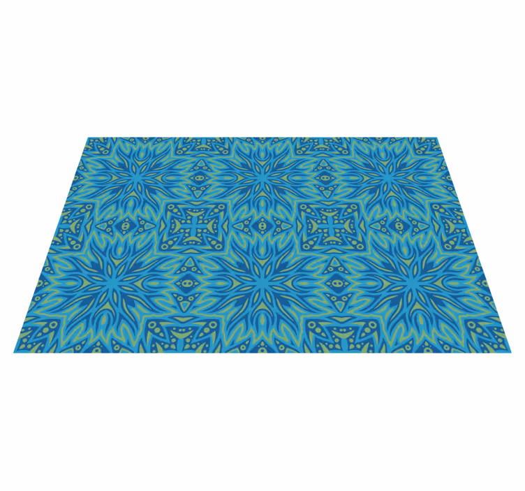 Vinyl teppich blau in blauer inspirierten symmetrie - TenStickers
