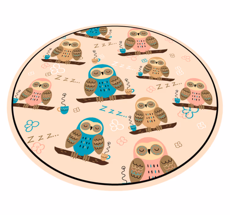 Vinyl Teppich Baby kreis mit eulenmotiv - TenStickers