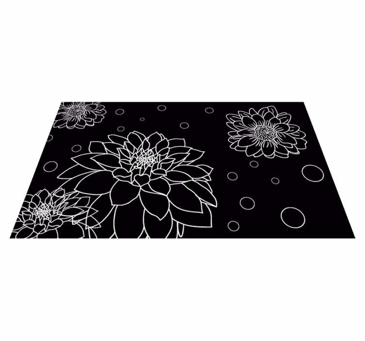 Vinyl Teppich Blumen floraler umrisskontrast - TenStickers