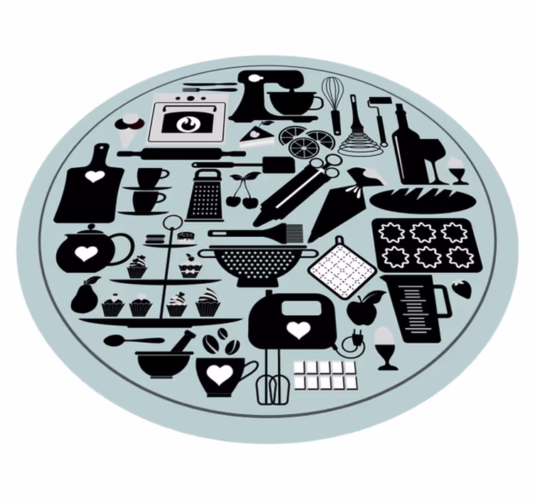Vinyl Teppich Küche kulinarische silhouetten - TenStickers