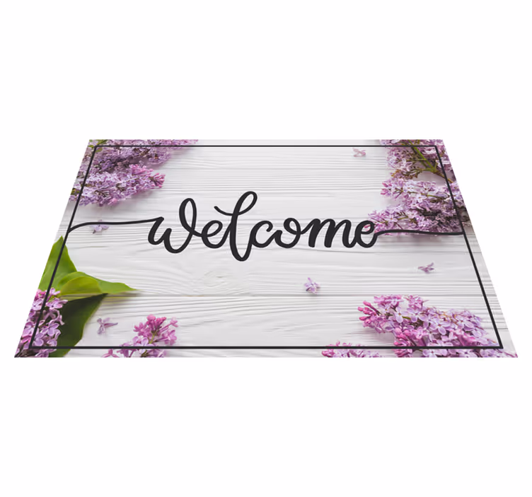 Vinyl Teppich Text willkommen blumen eingang - TenStickers
