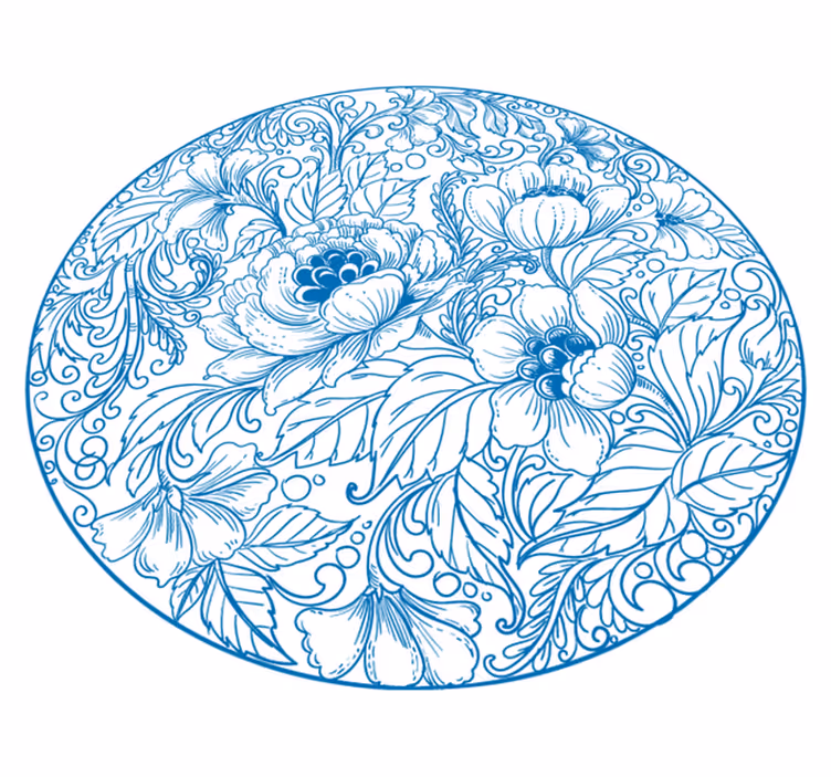 Vinyl teppich blumen rund mit floralem muster - TenStickers