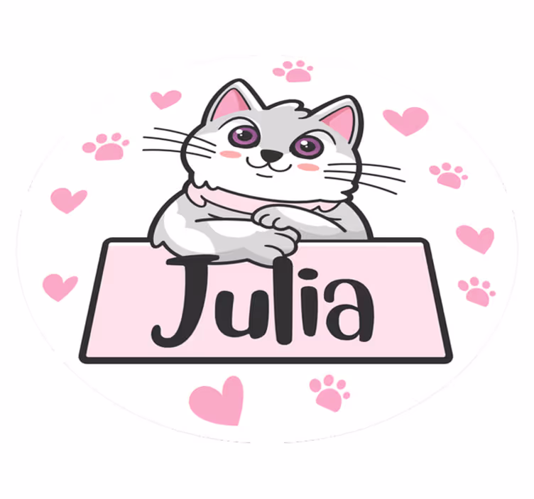Vinyl Teppich mit Namen maßgeschneiderte katze - TenStickers