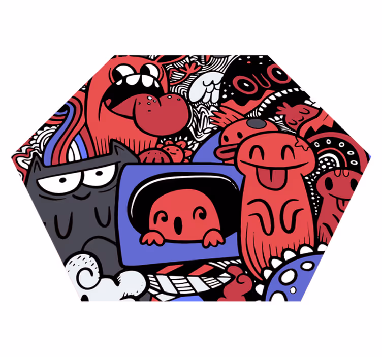 Vinyl Teppich kindlich verspielte monster kunstwerke - TenStickers