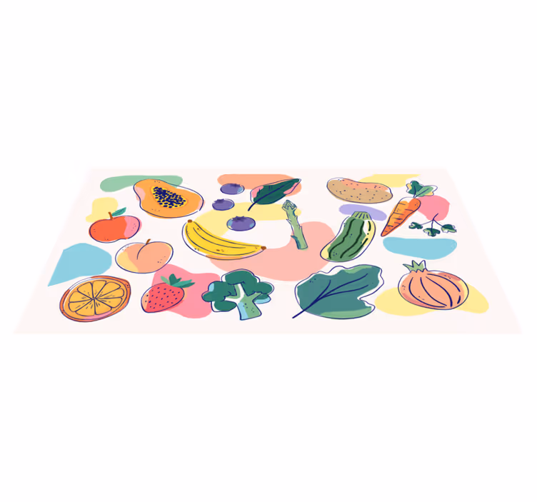Vinyl Teppich Küche bunte fruchtillustration - TenStickers