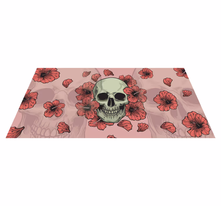 Vinyl Teppich Halloween totenkopf-blumenauflage - TenStickers
