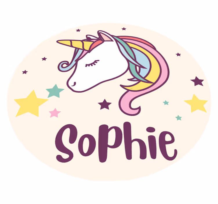 Vinyl teppich mit namen einhorn illustration individuell - TenStickers