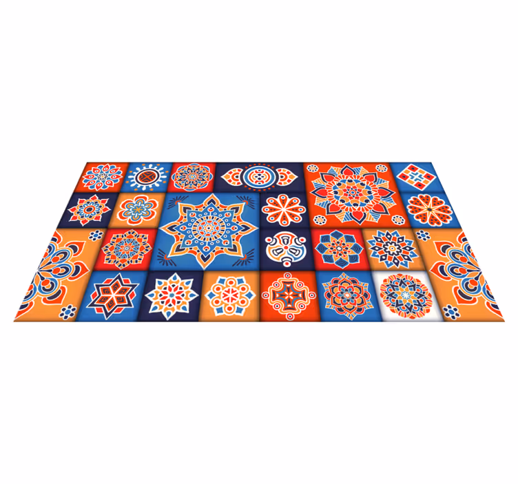 Vinyl Teppich Fliesenoptik bunte mandala-fliesen - TenStickers