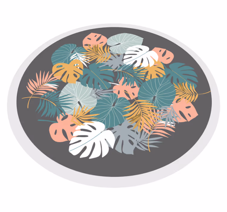 Vinyl Teppich Blumen botanischer blattkreis - TenStickers
