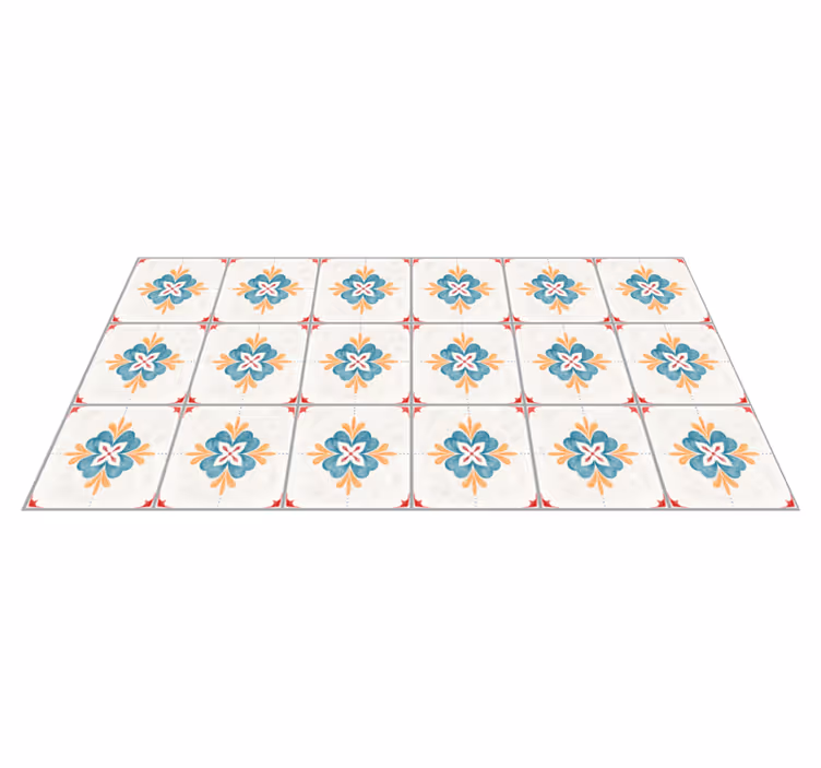 Vinyl Teppich Fliesenoptik blumenfliesenmotiv - TenStickers