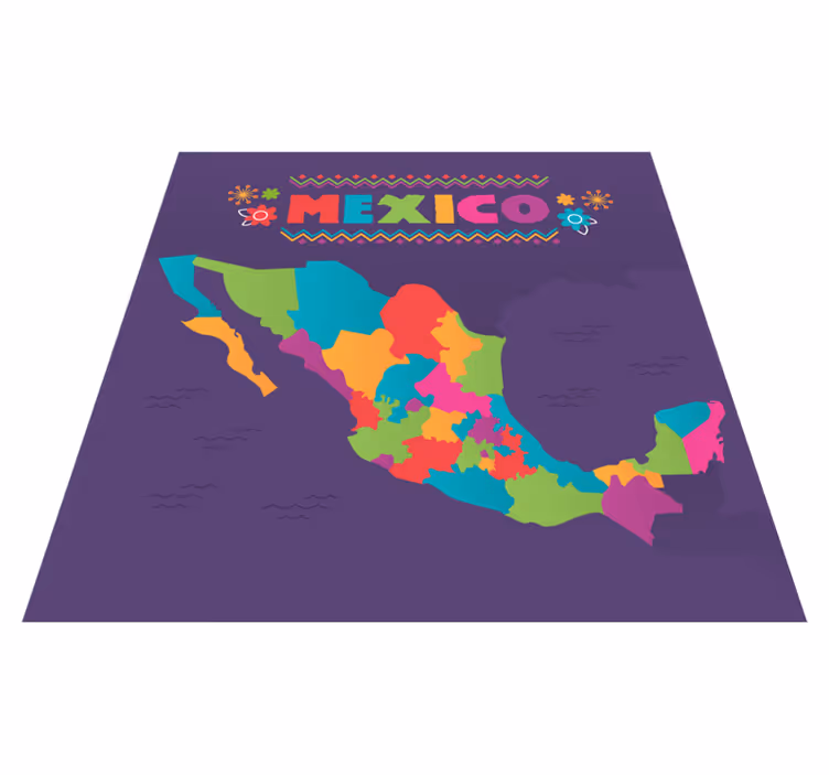 Vinyl Teppich Weltkarte bunte mexiko karte - TenStickers