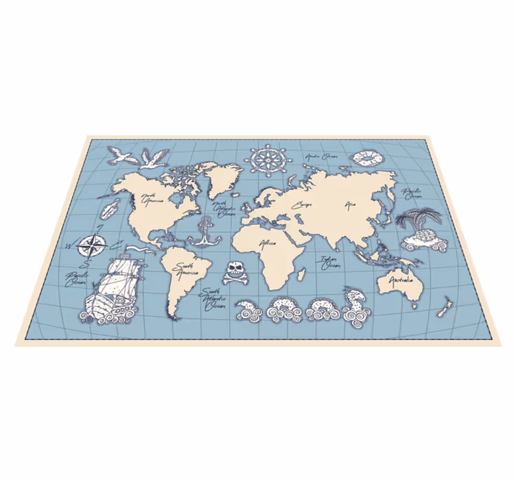 Vinyl Teppich Weltkarte nautische Kartenansicht - TenStickers