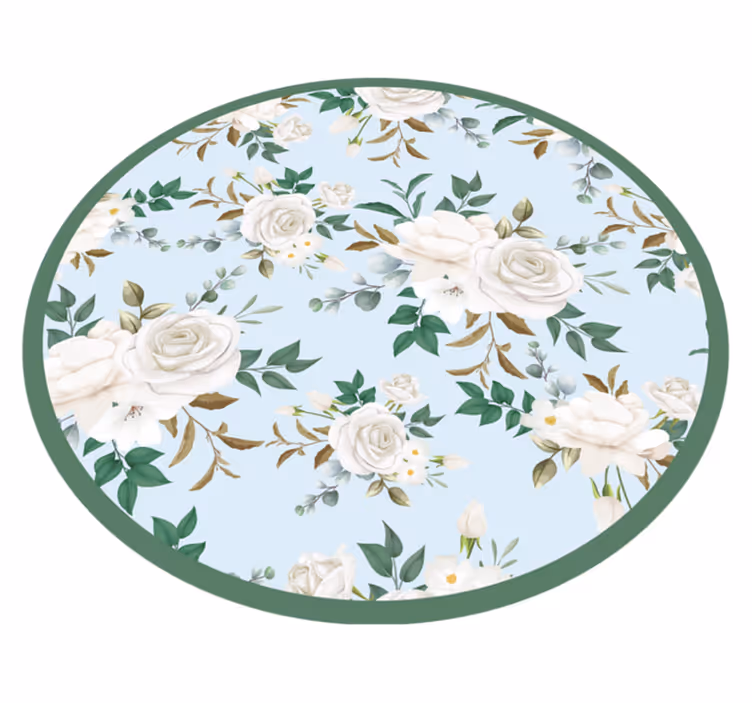 Vinyl Teppich Blumen florale kreisförmige komposition - TenStickers