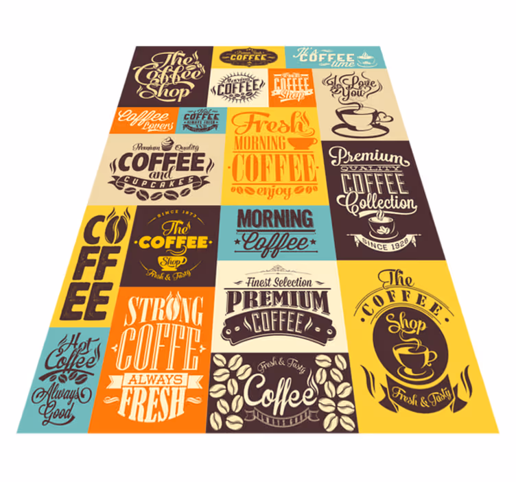 Vinyl Teppich Text kaffee-typografie-sammlung - TenStickers