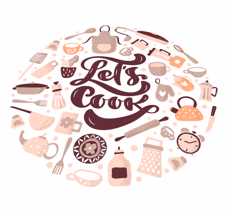 Vinyl teppich küche lass uns kochen thema - TenStickers