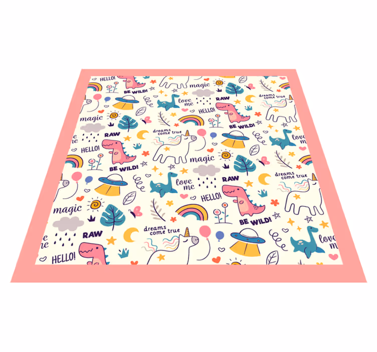 Vinyl Teppich Kinder buntes dinosaurierthema - TenStickers