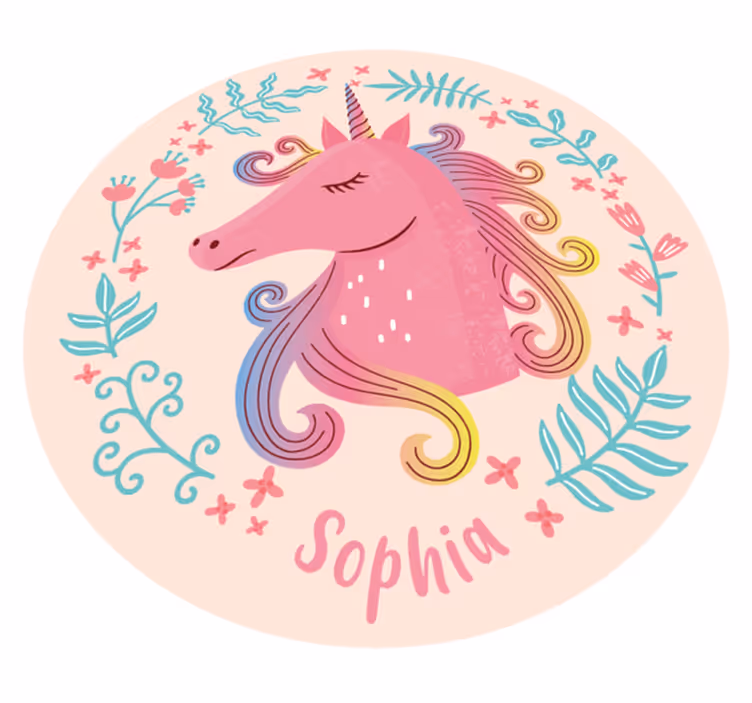 Vinyl Teppich mit Namen einhorn märchen - TenStickers