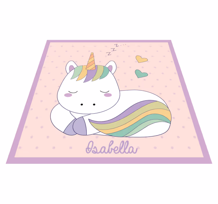 Vinyl Teppich mit Namen schläfriges einhorn - TenStickers