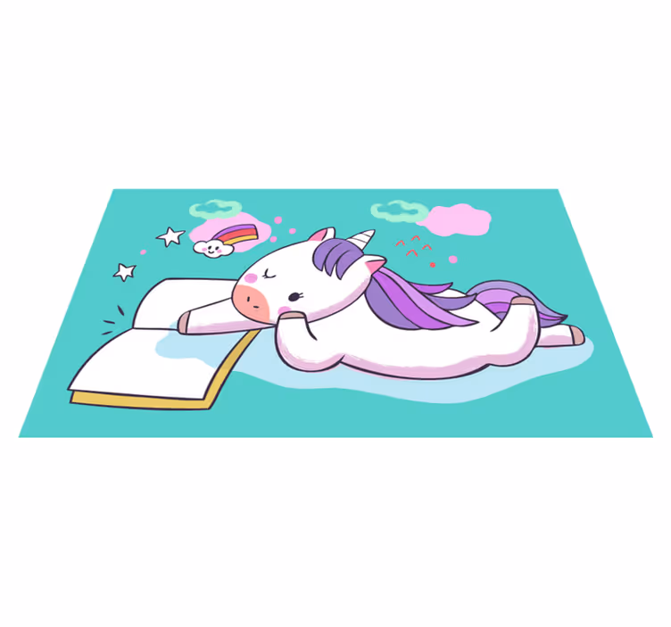 Vinyl Teppich Kinder lesendes einhorn - TenStickers