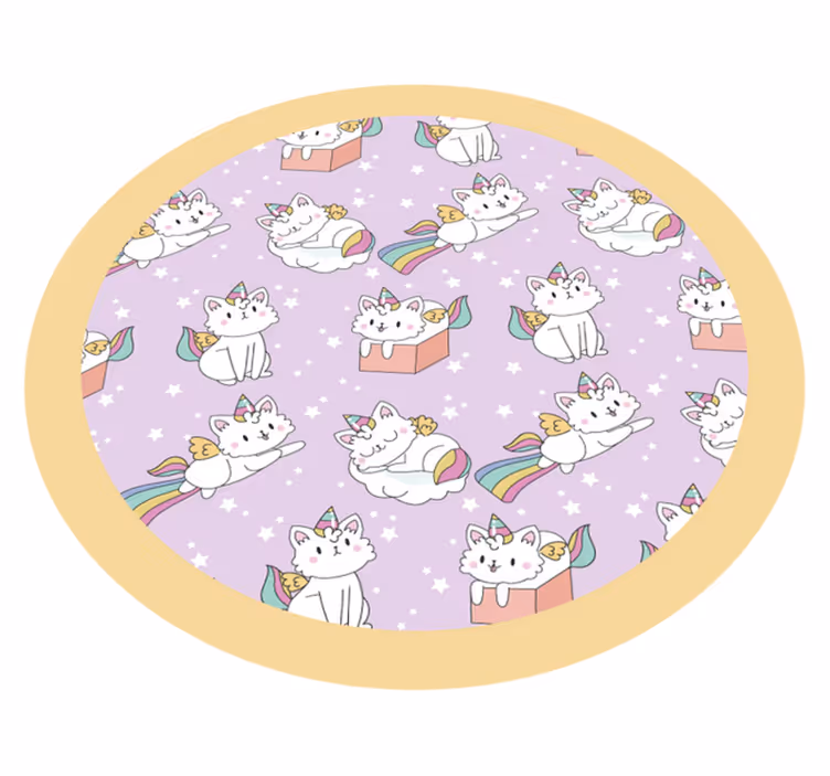 Vinyl Teppich kindlich einhorn-katzen-abenteuer - TenStickers