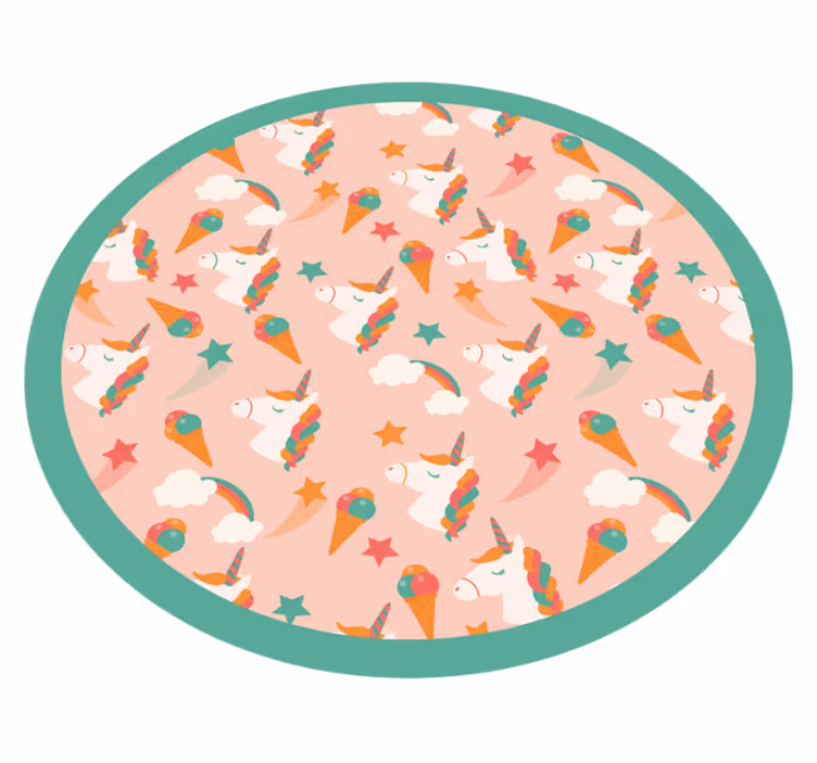 Vinyl Teppich Kinder einhorn motiv kreis - TenStickers