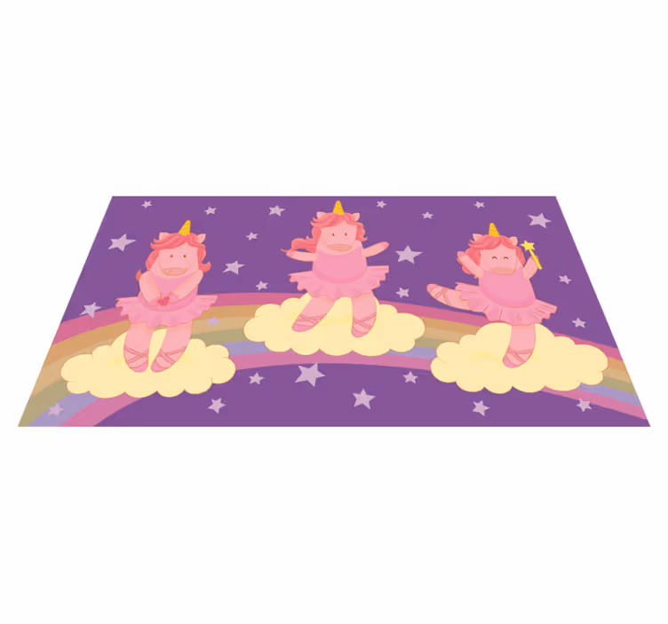 Vinyl Teppich Kinderzimmer einhorn-fantasietanz - TenStickers