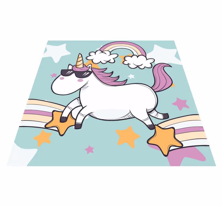 Vinyl Teppich kindlich einhorn regenbogen - TenStickers