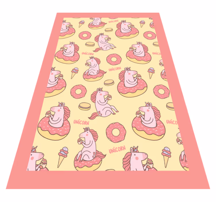Vinyl Teppich Kinder einhorn-donut-muster - TenStickers