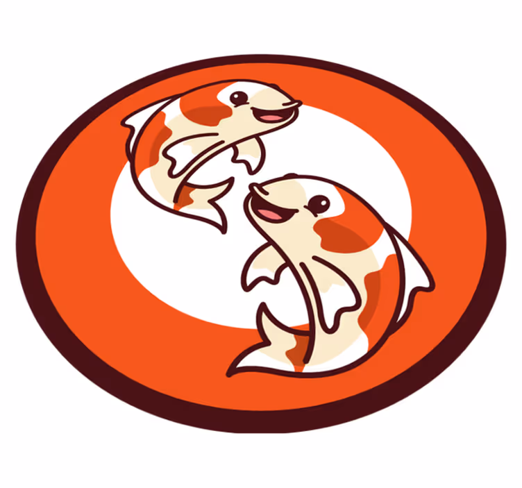 Vinyl Teppich Tiere verspielter koi-kreis - TenStickers