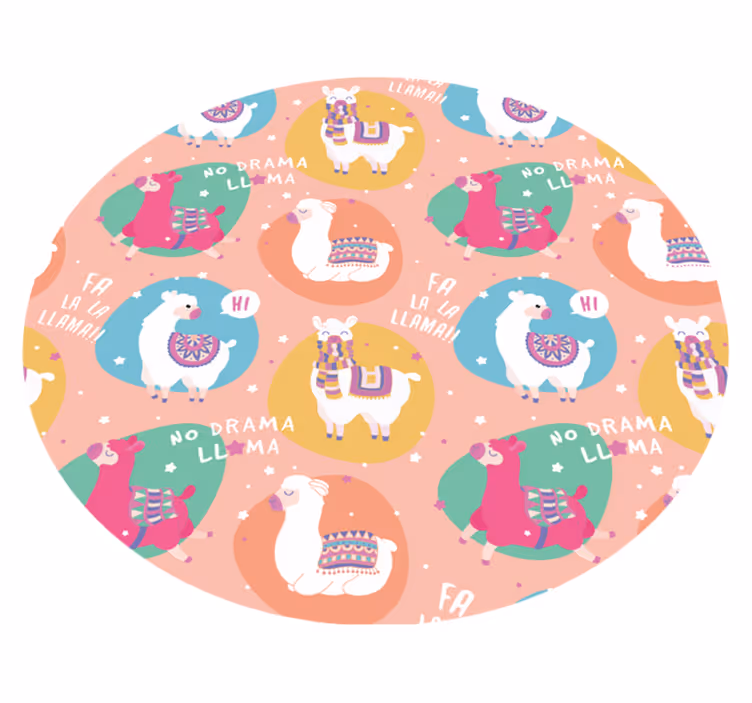 Vinyl Teppich kindlich lebhafter lamakreis - TenStickers