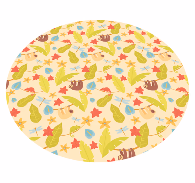 Vinyl Teppich kindlich herbst viecher rund - TenStickers