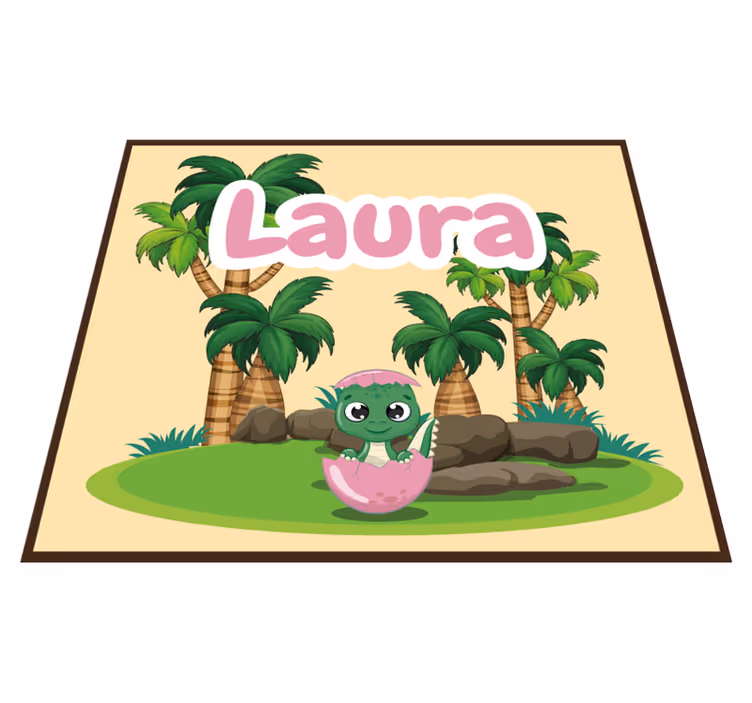 Vinyl Teppich mit Namen personalisierte dinosaurier-szene - TenStickers
