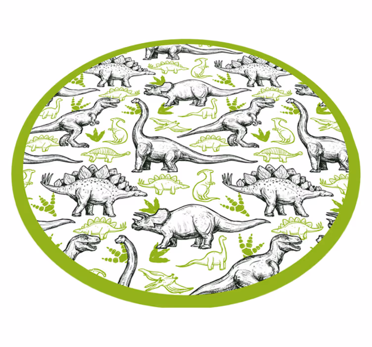 Vinyl Teppich kindlich kreis mit dinosaurier-motiven - TenStickers