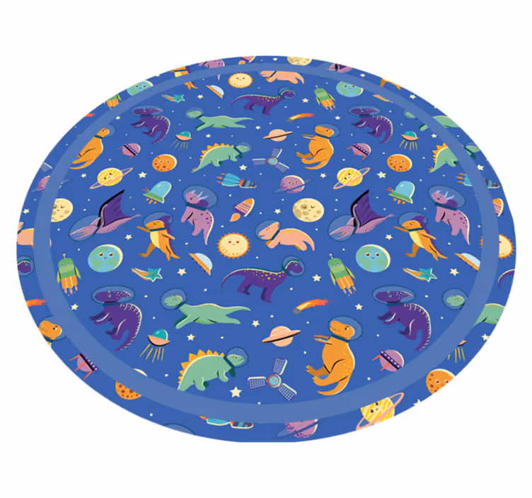 Vinyl Teppich Kinder weltraum-dinosaurier, rund - TenStickers