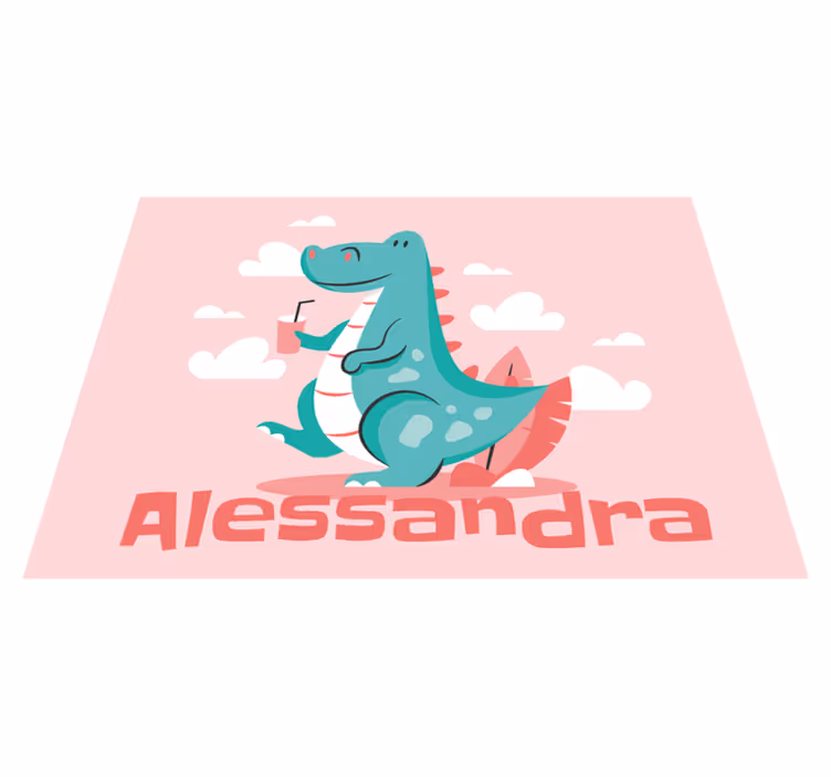 Vinyl Teppich mit Namen personalisierter drache - TenStickers