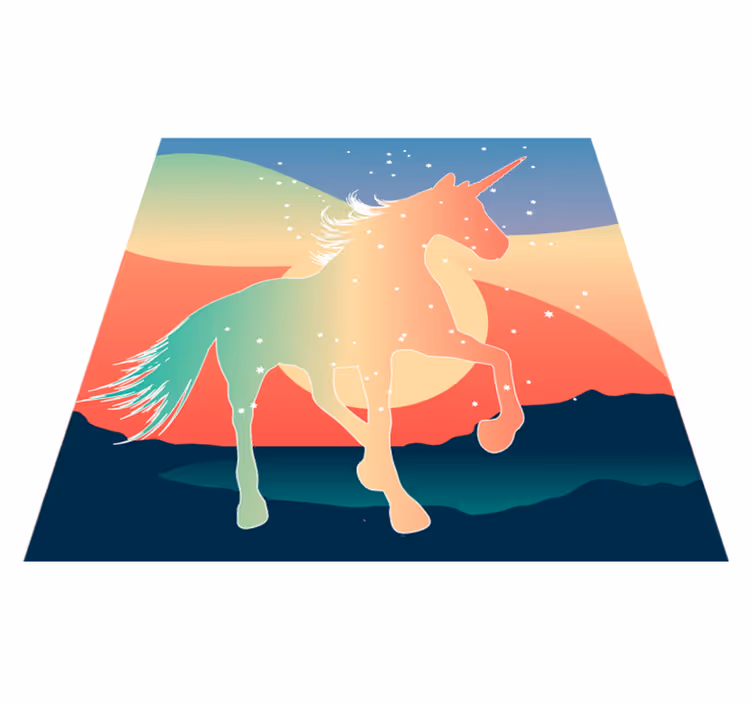 Vinyl Teppich Kinder magische einhornsilhouette - TenStickers