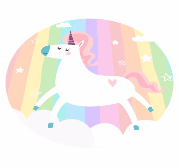 Vinyl Teppich Kinder einhorn regenbogen dekor - TenStickers