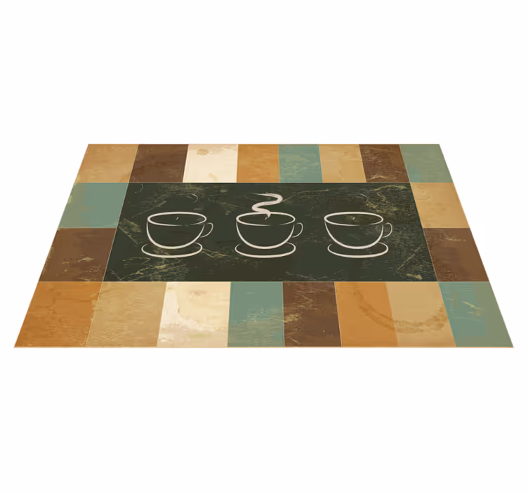 Vinyl Teppich Küche dampfende kaffeetassen - TenStickers
