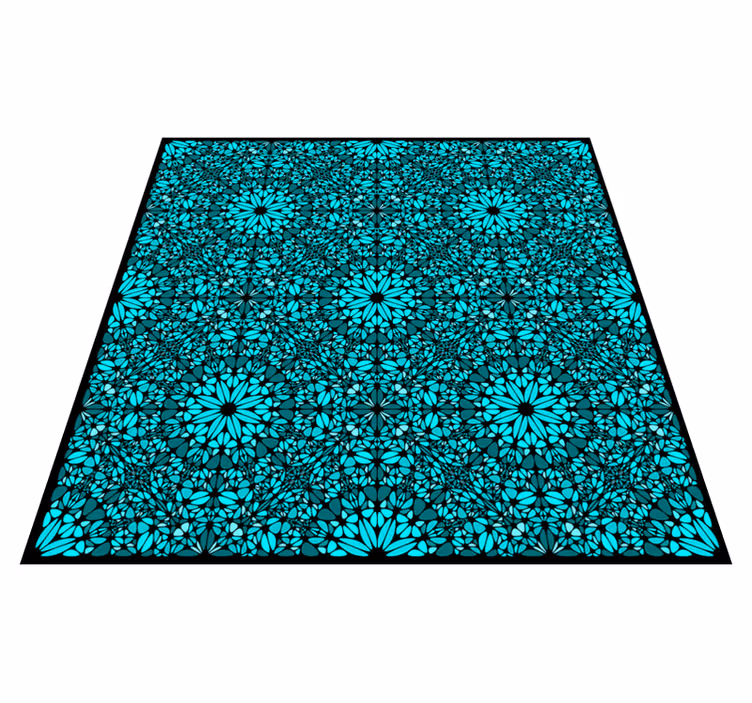 Vinyl Teppich türkis geometrisches blumenarrangement - TenStickers