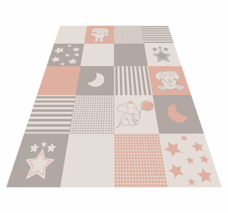 Vinyl Teppich Kinder patchwork-elefantenspielplatz - TenStickers