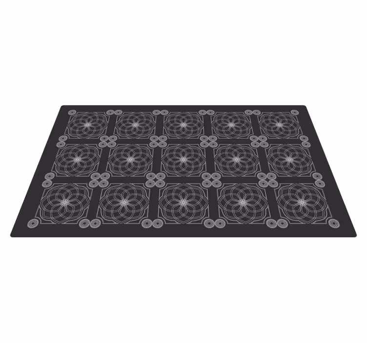 Vinyl Teppich schwarz geometrische blumenmuster - TenStickers