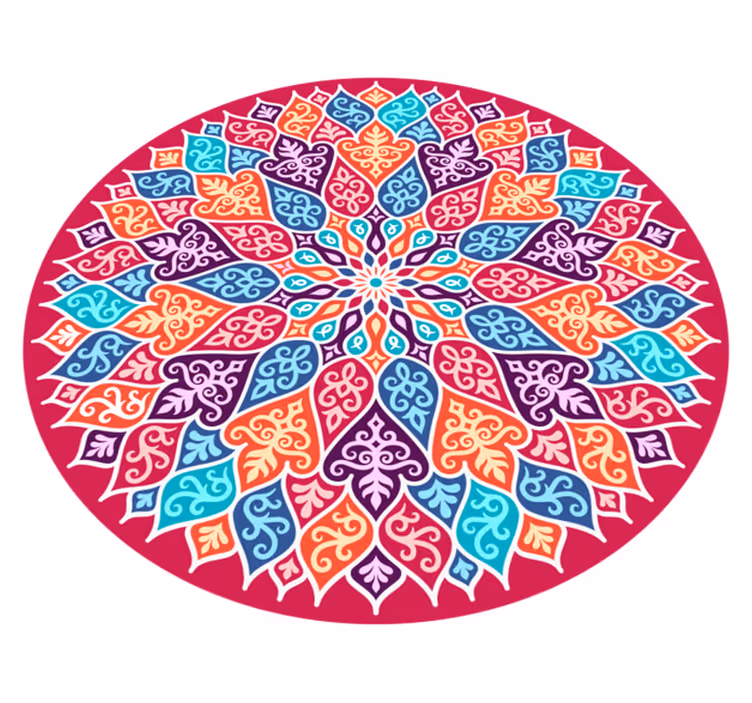 Vinyl teppich mandala mit buntem mandala-motiv - TenStickers