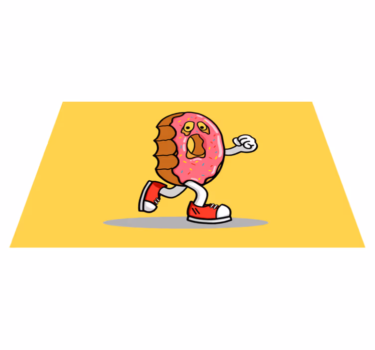 Vinyl Teppich kindlich animierter donut-charakter - TenStickers