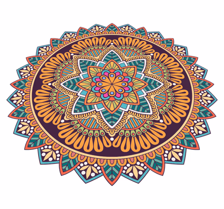 Vinyl teppich mandala mit lebhaftem motif - TenStickers