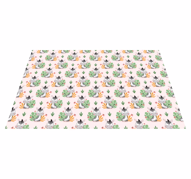 Vinyl Teppich kindlich zebra-dschungel-muster - TenStickers
