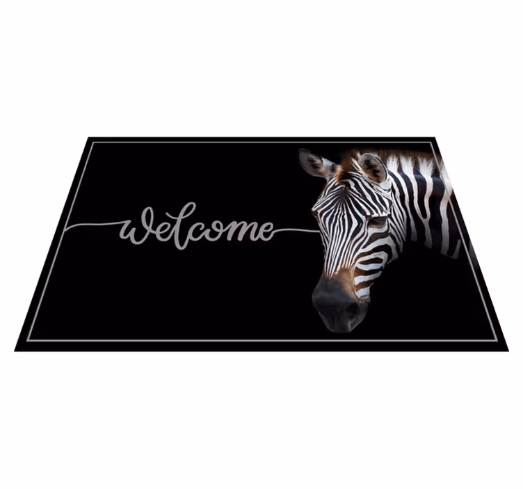 Vinyl Teppich Text zebra-willkommensgrafik - TenStickers