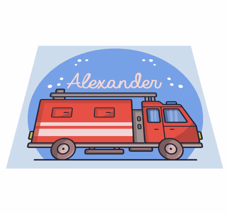 Vinyl Teppich mit Namen benutzerdefinierte feuerwehrauto - TenStickers