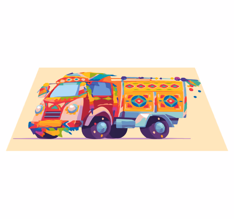 Vinyl Teppich kindlich bunte lkw-abbildung - TenStickers