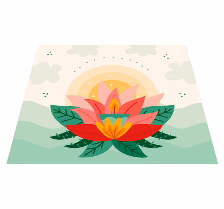 Vinyl Teppich Blumen lotusblütenillustration - TenStickers